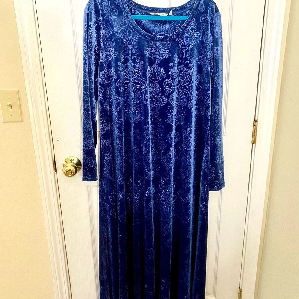 Soft Surroundings Blue Velvet Maxi Dress - Picture 3 of 7